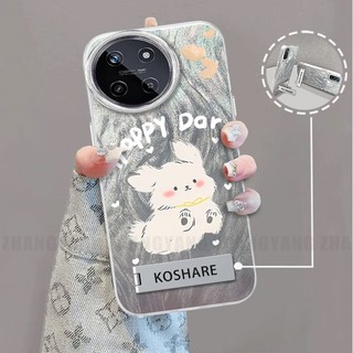 Ốp Lưng Cho realme 11 4G Lông Vũ Silicon TPU Vỏ Điện Thoại Hoạt Hình Chó Điện Thoại Mềm Ốp Lưng Giá Đỡ Điện Thoại Miễn Phí