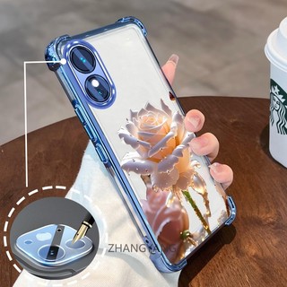 [Có Phim Ống Kính] Ốp Lưng Cho OPPO reno 8T 4G reno 8T 5G TPU Silicon Mạ Điện Chống Rơi Vỏ Điện Thoại Hoạt Hình Pha Lê Hoa Hồng Thiết Kế Vỏ Mềm Điện Thoại