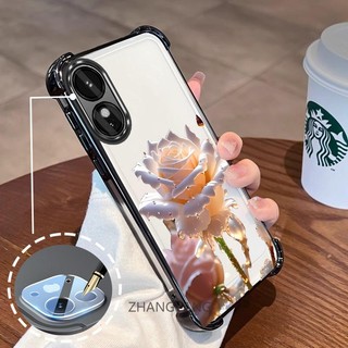 [Có Phim Ống Kính] Ốp Lưng Cho OPPO reno 8T 4G reno 8T 5G TPU Silicon Mạ Điện Chống Rơi Vỏ Điện Thoại Hoạt Hình Pha Lê Hoa Hồng Thiết Kế Vỏ Mềm Điện Thoại