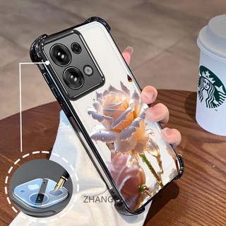[Có Phim Ống Kính] Ốp Lưng Cho Redmi note 13 4G note 13 5G note 13 Pro 4G note 13 Pro 5G TPU Silicon Mạ Điện Chống Rơi Vỏ Điện Thoại Hoạt Hình Pha Lê Hoa Hồng Thiết Kế Vỏ Mềm Điện Thoại