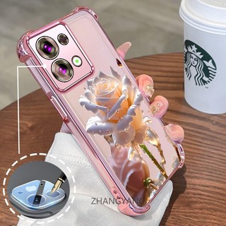 [Có Phim Ống Kính] Ốp Lưng Cho Redmi note 13 4G note 13 5G note 13 Pro 4G note 13 Pro 5G TPU Silicon Mạ Điện Chống Rơi Vỏ Điện Thoại Hoạt Hình Pha Lê Hoa Hồng Thiết Kế Vỏ Mềm Điện Thoại