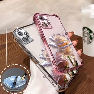 [Có Phim Ống Kính] Ốp Lưng Cho Redmi Note 12 4G TPU Silicon Mạ Điện Chống Rơi Vỏ Điện Thoại Hoạt Hình Pha Lê Hoa Hồng Thiết Kế Vỏ Mềm Điện Thoại