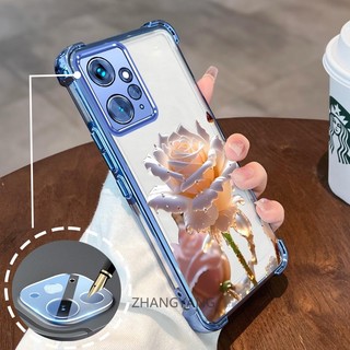 [Có Phim Ống Kính] Ốp Lưng Cho Redmi Note 12 4G TPU Silicon Mạ Điện Chống Rơi Vỏ Điện Thoại Hoạt Hình Pha Lê Hoa Hồng Thiết Kế Vỏ Mềm Điện Thoại