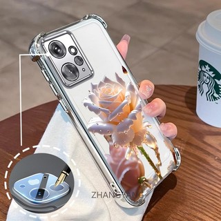 [Có Phim Ống Kính] Ốp Lưng Cho Redmi Note 12 4G TPU Silicon Mạ Điện Chống Rơi Vỏ Điện Thoại Hoạt Hình Pha Lê Hoa Hồng Thiết Kế Vỏ Mềm Điện Thoại