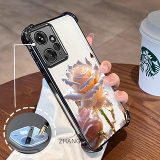[Có Phim Ống Kính] Ốp Lưng Cho Redmi Note 12 4G TPU Silicon Mạ Điện Chống Rơi Vỏ Điện Thoại Hoạt Hình Pha Lê Hoa Hồng Thiết Kế Vỏ Mềm Điện Thoại