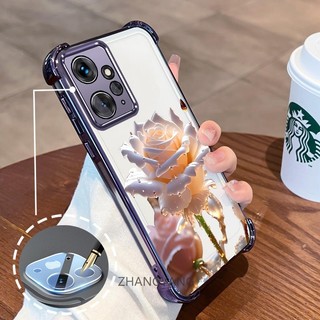 [Có Phim Ống Kính] Ốp Lưng Cho Redmi Note 12 4G TPU Silicon Mạ Điện Chống Rơi Vỏ Điện Thoại Hoạt Hình Pha Lê Hoa Hồng Thiết Kế Vỏ Mềm Điện Thoại