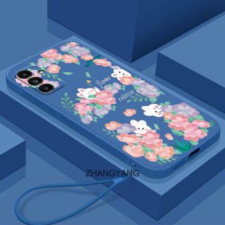 Ốp điện thoại Samsung A14 A24 A15 Vỏ mềm TPU hình thỏ hoa để gửi dây buộc