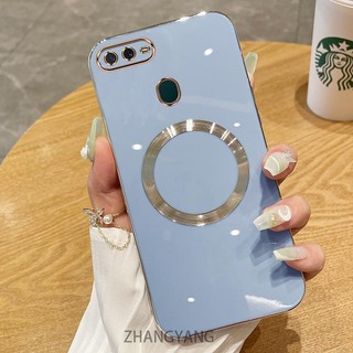 Ốp điện thoại TPU silicon mạ điện cho OPPO A5S A12 A7 F9 với vỏ mềm hút từ tính đơn giản và ống kính chống rơi