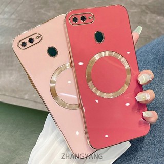 Ốp điện thoại TPU silicon mạ điện cho OPPO A5S A12 A7 F9 với vỏ mềm hút từ tính đơn giản và ống kính chống rơi