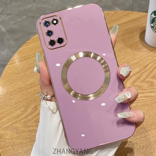 Ốp lưng OPPO A52 A92 Vỏ điện thoại TPU silicon mạ điện có vỏ mềm hút từ tính đơn giản và ống kính chống rơi