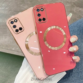 Ốp lưng OPPO A52 A92 Vỏ điện thoại TPU silicon mạ điện có vỏ mềm hút từ tính đơn giản và ống kính chống rơi