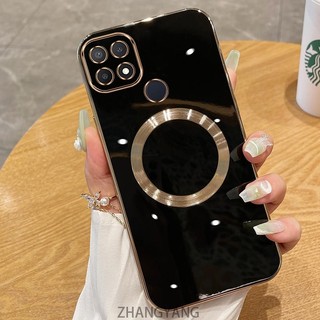 Ốp lưng OPPO A15 A15S Vỏ điện thoại TPU silicon mạ điện với vỏ mềm hút từ tính đơn giản và ống kính chống rơi