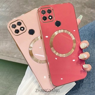 Ốp lưng OPPO A15 A15S Vỏ điện thoại TPU silicon mạ điện với vỏ mềm hút từ tính đơn giản và ống kính chống rơi