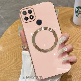 Ốp lưng OPPO A15 A15S Vỏ điện thoại TPU silicon mạ điện với vỏ mềm hút từ tính đơn giản và ống kính chống rơi