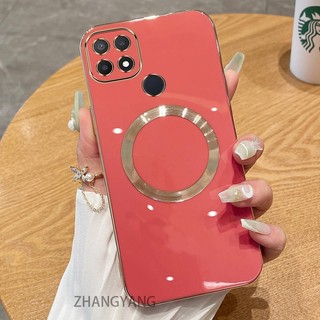 Ốp lưng OPPO A15 A15S Vỏ điện thoại TPU silicon mạ điện với vỏ mềm hút từ tính đơn giản và ống kính chống rơi