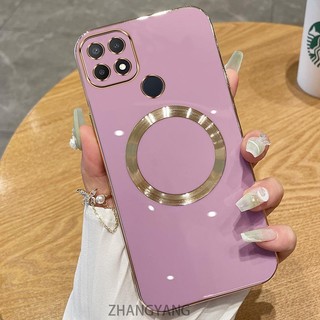 Ốp lưng OPPO A15 A15S Vỏ điện thoại TPU silicon mạ điện với vỏ mềm hút từ tính đơn giản và ống kính chống rơi