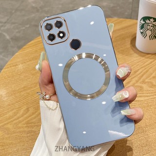 Ốp lưng OPPO A15 A15S Vỏ điện thoại TPU silicon mạ điện với vỏ mềm hút từ tính đơn giản và ống kính chống rơi