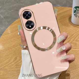 Ốp điện thoại TPU silicon mạ điện cho OPPO A17 A97 5G A38 4G A18 A98 với vỏ mềm hút từ tính đơn giản và ống kính chống rơi