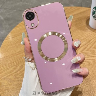 Ốp lưng OPPO A17K Vỏ điện thoại TPU silicon mạ điện với vỏ mềm hút từ tính đơn giản và ống kính chống rơi