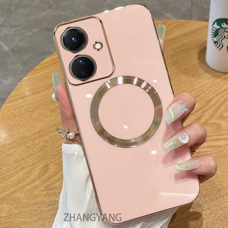Ốp điện thoại OPPO reno 11f 5G Vỏ điện thoại TPU silicon mạ điện với vỏ mềm hút từ tính đơn giản và ống kính chống rơi