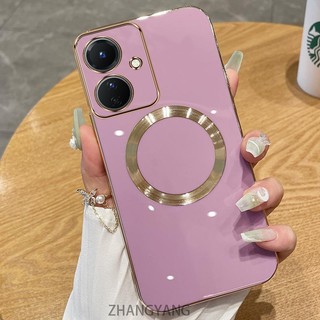 Ốp điện thoại OPPO reno 11f 5G Vỏ điện thoại TPU silicon mạ điện với vỏ mềm hút từ tính đơn giản và ống kính chống rơi