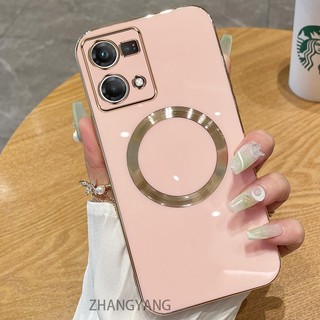 Ốp điện thoại OPPO RENO 7 4G RENO 7 PRO Ốp điện thoại TPU silicon mạ điện với vỏ mềm hút từ tính đơn giản và ống kính chống rơi