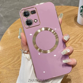 Ốp điện thoại OPPO RENO 7 4G RENO 7 PRO Ốp điện thoại TPU silicon mạ điện với vỏ mềm hút từ tính đơn giản và ống kính chống rơi
