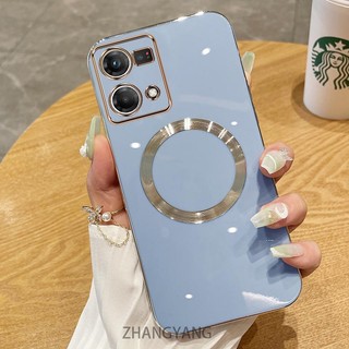 Ốp điện thoại OPPO RENO 7 4G RENO 7 PRO Ốp điện thoại TPU silicon mạ điện với vỏ mềm hút từ tính đơn giản và ống kính chống rơi