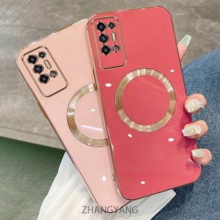 Ốp điện thoại TPU silicon mạ điện Tecno Pova 2 có vỏ mềm hút từ tính đơn giản và ống kính chống rơi