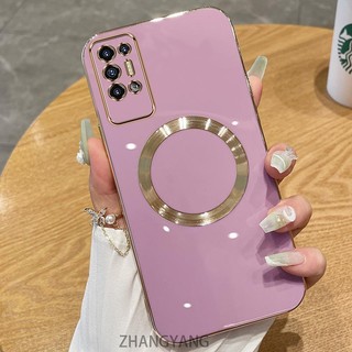 Ốp điện thoại TPU silicon mạ điện Tecno Pova 2 có vỏ mềm hút từ tính đơn giản và ống kính chống rơi