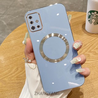 Ốp lưng Samsung A51 A71 M51 Ốp điện thoại TPU silicon mạ điện với vỏ mềm hút từ tính đơn giản và ống kính chống rơi