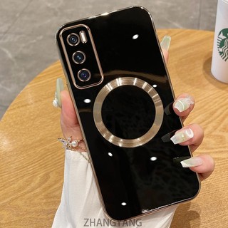 Ốp lưng vivo V20 SE Vỏ điện thoại TPU silicon mạ điện với vỏ mềm hút từ tính đơn giản và ống kính chống rơi
