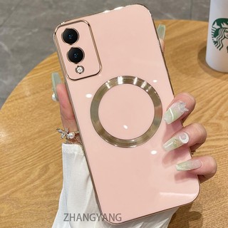 Ốp lưng vivo Y17S Vỏ điện thoại TPU silicon mạ điện với vỏ mềm hút từ tính đơn giản và ống kính chống rơi