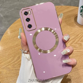 Ốp lưng vivo V20 SE Vỏ điện thoại TPU silicon mạ điện với vỏ mềm hút từ tính đơn giản và ống kính chống rơi