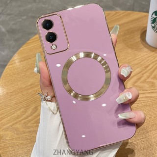 Ốp lưng vivo Y17S Vỏ điện thoại TPU silicon mạ điện với vỏ mềm hút từ tính đơn giản và ống kính chống rơi