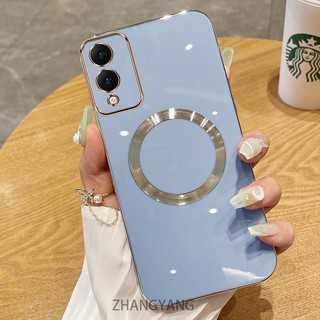 Ốp lưng vivo Y17S Vỏ điện thoại TPU silicon mạ điện với vỏ mềm hút từ tính đơn giản và ống kính chống rơi