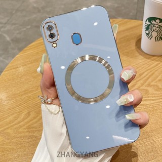 Ốp lưng Samsung A30 A20 Ốp điện thoại TPU silicon mạ điện với vỏ mềm hút từ tính đơn giản và ống kính chống rơi