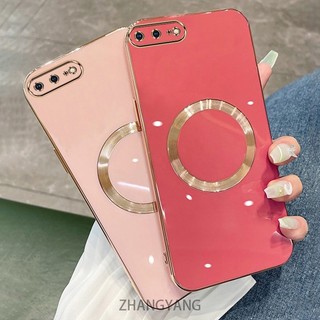 Ốp điện thoại TPU silicon mạ điện cho iPhone 7 plus 8 plus 6 plus 6s với vỏ mềm hút từ tính đơn giản và ống kính chống rơi