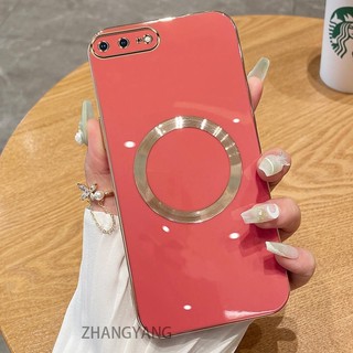 Ốp điện thoại TPU silicon mạ điện cho iPhone 7 plus 8 plus 6 plus 6s với vỏ mềm hút từ tính đơn giản và ống kính chống rơi