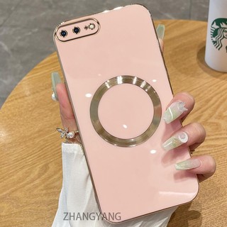 Ốp điện thoại TPU silicon mạ điện cho iPhone 7 plus 8 plus 6 plus 6s với vỏ mềm hút từ tính đơn giản và ống kính chống rơi