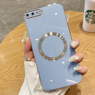 Ốp điện thoại TPU silicon mạ điện cho iPhone 7 plus 8 plus 6 plus 6s với vỏ mềm hút từ tính đơn giản và ống kính chống rơi