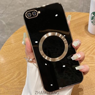Ốp điện thoại TPU silicon mạ điện cho OPPO A3S A12E A1K với vỏ mềm hút từ tính đơn giản và ống kính chống rơi