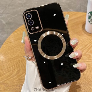 Ốp lưng OPPO A55 4G Vỏ điện thoại TPU silicon mạ điện với vỏ mềm hút từ tính đơn giản và ống kính chống rơi