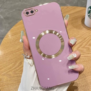 Ốp điện thoại TPU silicon mạ điện cho OPPO A3S A12E A1K với vỏ mềm hút từ tính đơn giản và ống kính chống rơi