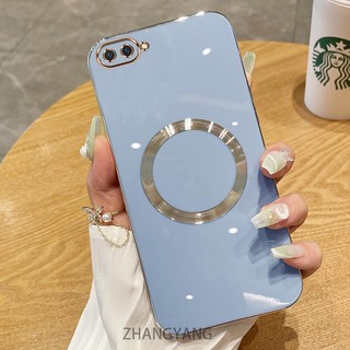 Ốp điện thoại TPU silicon mạ điện cho OPPO A3S A12E A1K với vỏ mềm hút từ tính đơn giản và ống kính chống rơi
