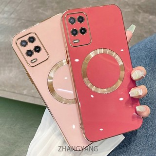 Ốp lưng OPPO A54 Vỏ điện thoại TPU silicon mạ điện với vỏ mềm hút từ tính đơn giản và ống kính chống rơi