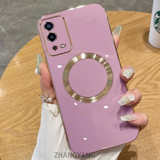 Ốp lưng OPPO A55 4G Vỏ điện thoại TPU silicon mạ điện với vỏ mềm hút từ tính đơn giản và ống kính chống rơi