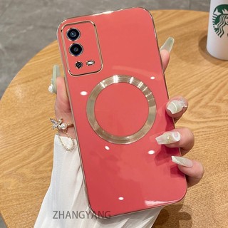 Ốp lưng OPPO A55 4G Vỏ điện thoại TPU silicon mạ điện với vỏ mềm hút từ tính đơn giản và ống kính chống rơi