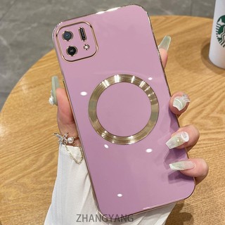 Ốp lưng OPPO A16K Vỏ điện thoại TPU silicon mạ điện với vỏ mềm hút từ tính đơn giản và ống kính chống rơi