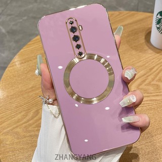 Oppo reno 2f reno 2z reno 2 Ốp điện thoại TPU silicon mạ điện với vỏ mềm hút từ tính đơn giản và ống kính chống rơi